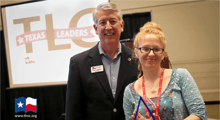 Photo of Abby with Tim Lambert after being awarded Leader of the Year
